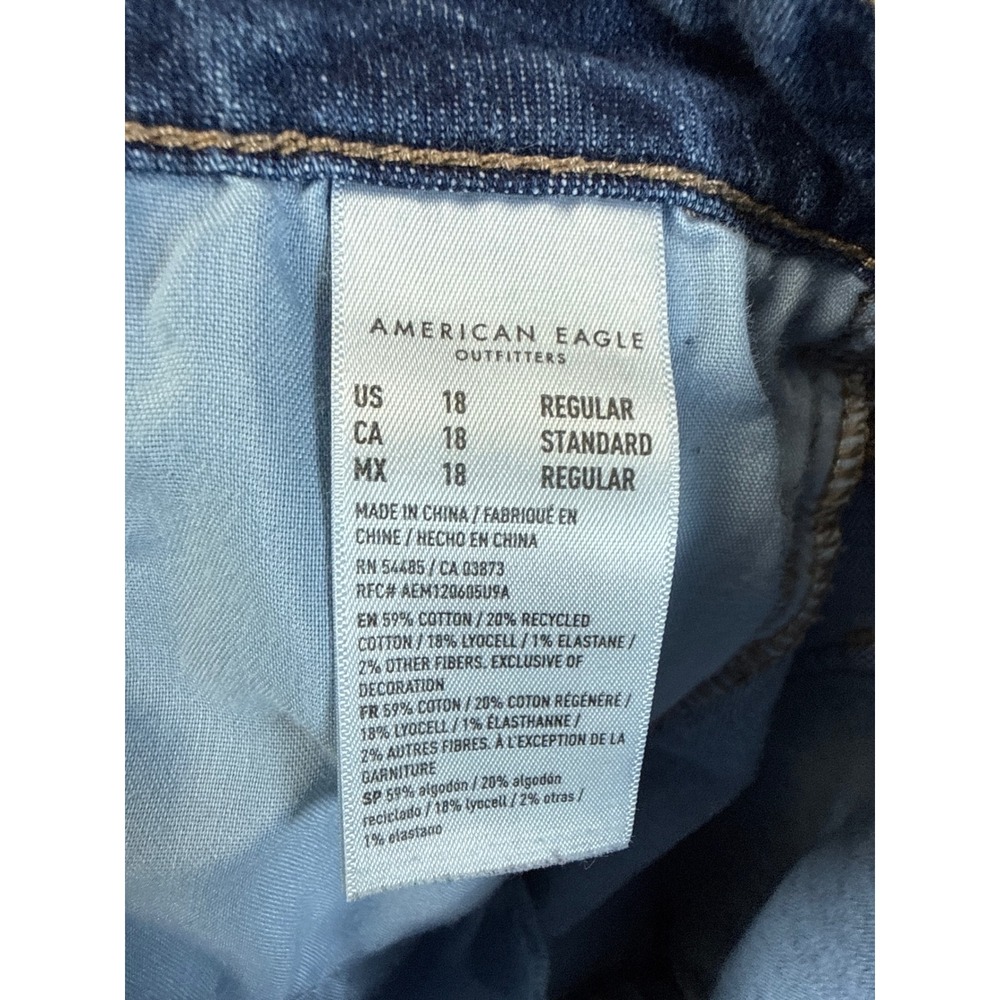 American Eagle Baggy Wide Leg Jeans Women 16 Study Academia Low Rise Raw Hem Blu - Picture 5 of 15